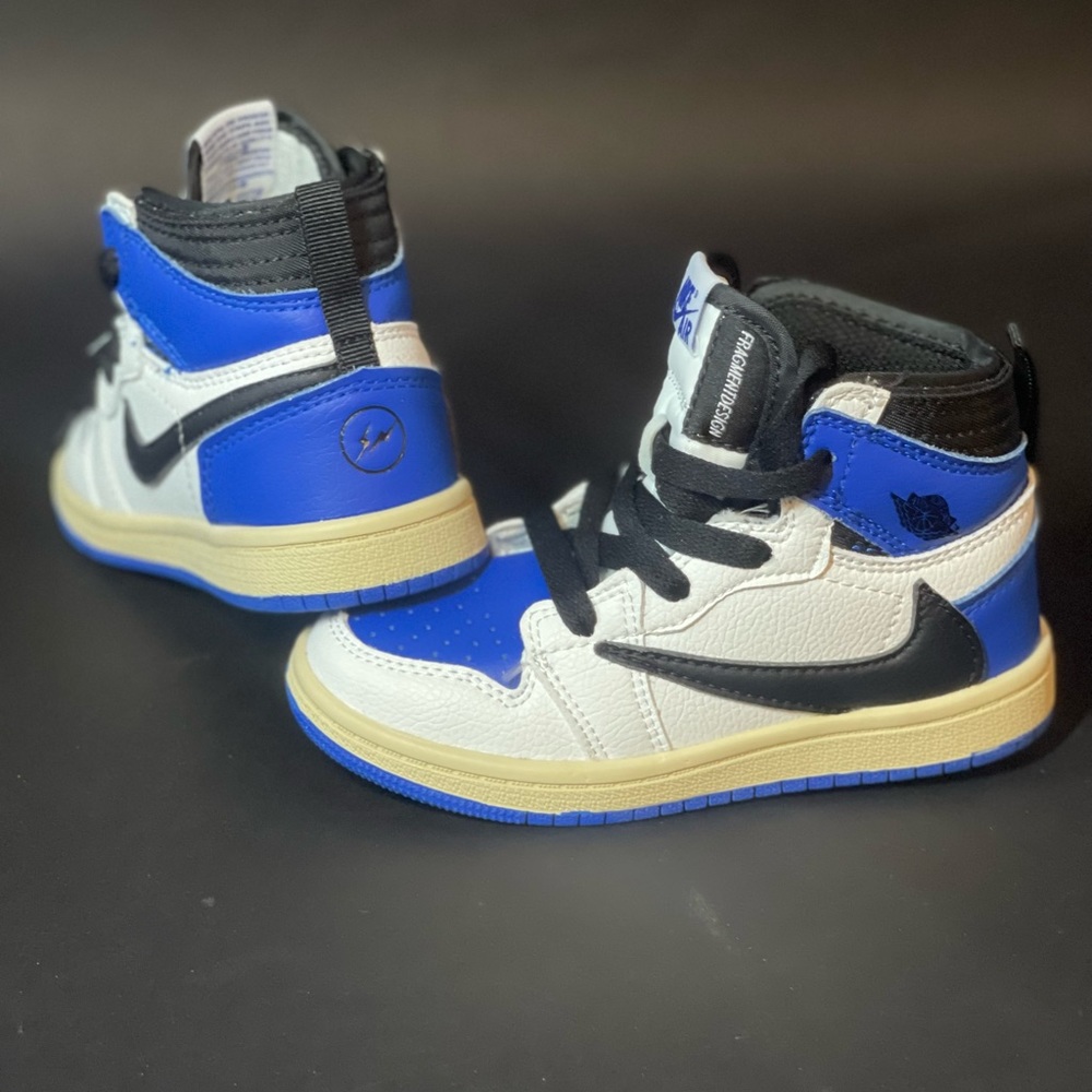 Travis Scott 🔵 Fragment 🔵 Air Jordan 1 High Custom KIDS Size 10c